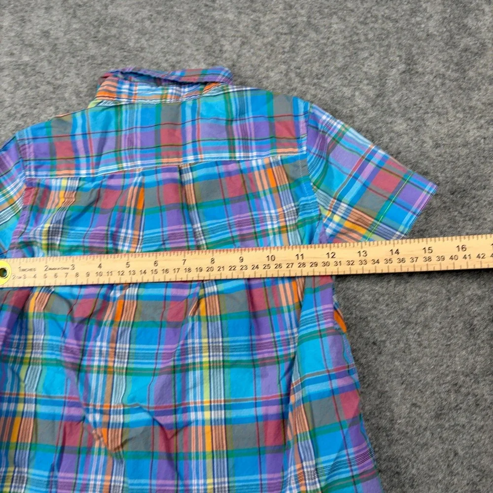 Ralph Lauren Button Down Shirt Boys Size 4 Multicolor Plaid Short Sleeve Cotton